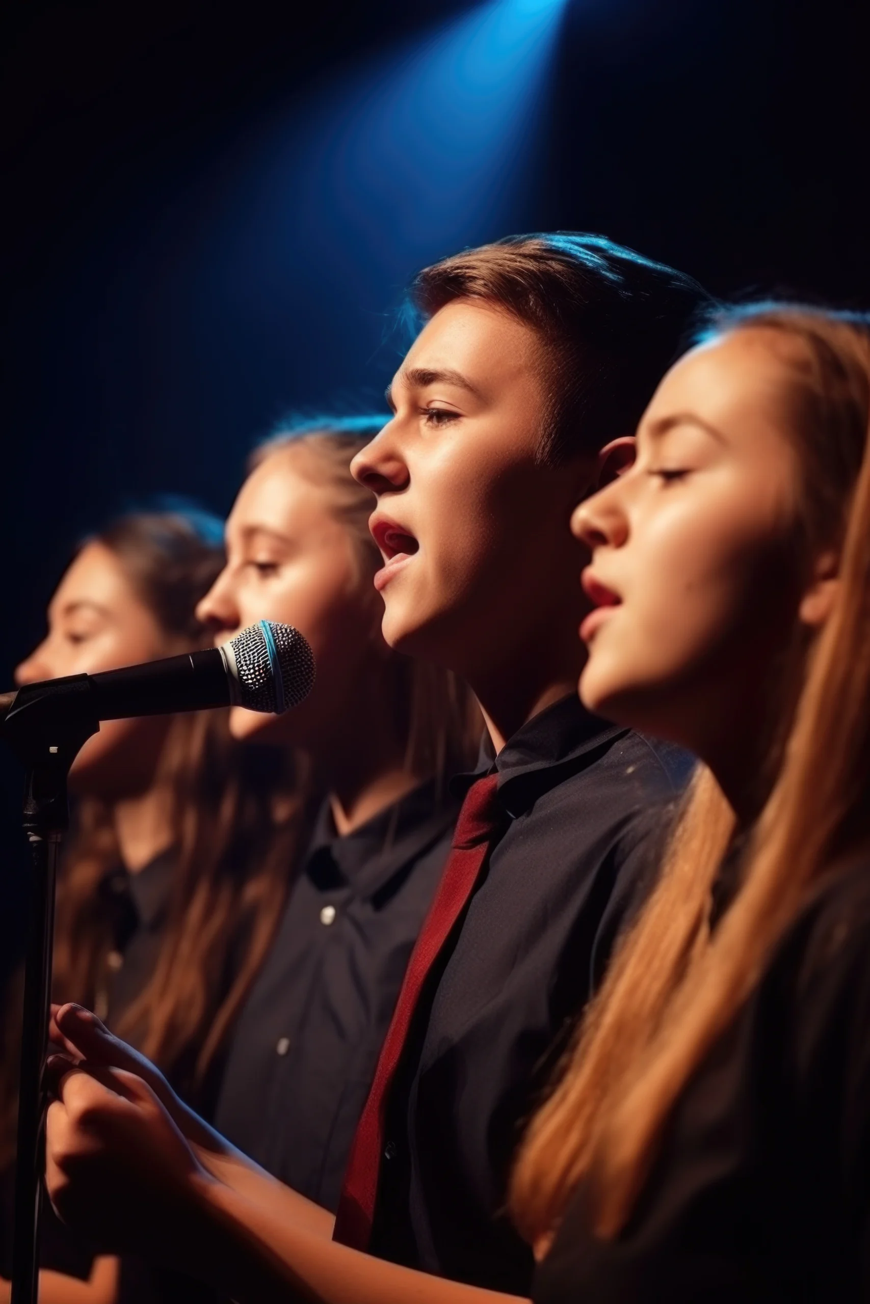 alumnos dando clases de canto en portugalete en la escuela de música en Nerea Bilbao